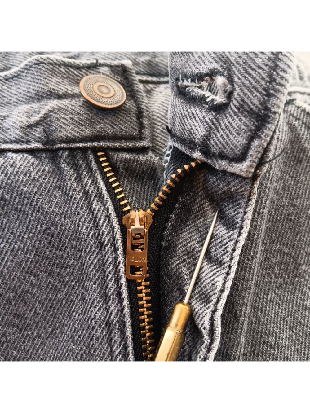 Vintage 31x30 Black Denim Faded Jeans Men's 1990's Mexico Straight Rockers